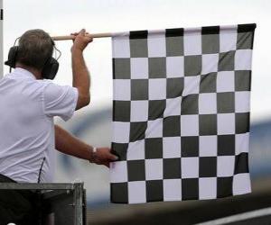 пазл Клетчатый флаг, флаг показан в конце гонки
